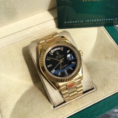 ROLEX Day-date 904L Steel 8205 Movement 41MM Gold Bracelet Dark Blue Watch